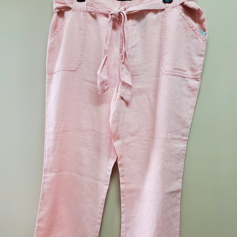 DKNY Pink Linen Tie Belt Pants